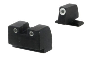 AmeriGlo SG181 Optic Compatible Sight for Sig Sauer Tall Suppressor Green Tritium White Outline Front Sight-Green Tritium White Outline Rear Sight