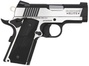 Colt Mfg O7082CE Combat Elite Commander Compact Frame 9mm Luger 8+1, 3" Stainless Steel Barrel, Two-Tone Serrated Stainless Steel Slide & Frame w/Beavertail, Black Scalloped G10 Grip, Ambidextrous