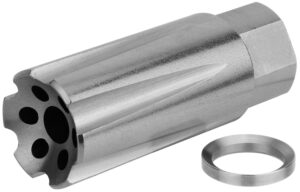 TacFire MZ10209MMSS Linear Compensator Stainless Steel with 1/2"-36 tpi Threads, 2.05" OAL & 0.87" Diameter for 9mm Luger AR-Platform
