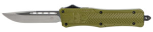 CobraTec Knives MODCTK1MDNS CTK-1 Medium 3" OTF Drop Point Plain D2 Steel Blade/OD Green Aluminum Handle Features Glass Breaker Includes Pocket Clip
