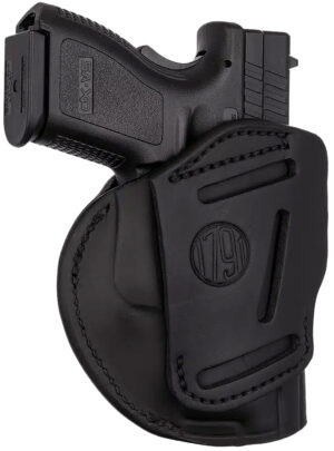 1791 Gunleather 4WH5SBLL 4-Way IWB/OWB 05 Stealth Black Leather Belt Clip Fits S&W M&P/Springfield XD/Glock 17/HK VP9 Left Hand