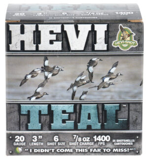 HEVI-Shot HS62006 HEVI-Teal 20Gauge 3" 7/8oz 6Shot 25 Per Box/10 Case