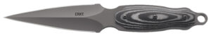 CRKT 2075 Shrill 4.77" Fixed Plain Dual-Edge Gray TiN 8Cr13MoV SS Blade/ Black/Gray SS w/Resin Fiber Overlay Handle Includes Sheath