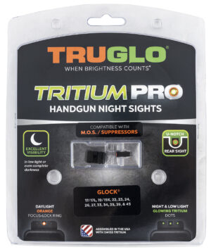 TruGlo TG231G1MC Tritium Pro Black | Green Tritium Orange Outline Front Sight Green Tritium Rear Sight