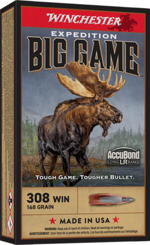 Winchester Ammo S308LR Expedition Big Game Long Range 308Win 168gr Nosler AccuBond Long-Range 20 Per Box/10 Case