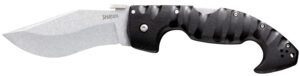 Cold Steel CS21ST Spartan 4.50" Folding Plain Stone Washed Japanese AUS-10A SS Blade/Black Griv-Ex w/Steel Liners Handle Includes Pocket Clip