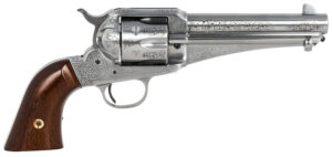 Taylors & Company 550408 1875 Army Outlaw 45 Colt (LC) Caliber with 5.50" Barrel, 6rd Capacity Cylinder, Overall White Engraved Finish Steel & Walnut Grip
