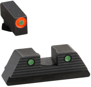 AmeriGlo GL816 Trooper Sight Set for Glock  Green Tritium Orange Outline Front Sight-Green Tritium Black Outline Rear Sight