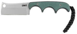 CRKT 2383 Minimalist 2.13" Fixed Cleaver Plain Bead Blasted 5Cr15MoV SS Blade/ Green Contoured Resin Infused Fiber Handle Includes Lanyard/Sheath