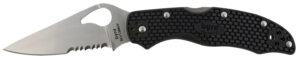 Spyderco BY01PSBK2 Byrd Harrier 2 Lightweight 3.36" Folding Part Serrated 3Cr13MoV SS Blade Black Textured FRN Handle Includes Pocket Clip