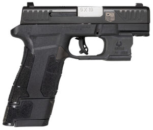 Diamondback DB0301P001 DBAM29 Sub-Compact 9mm Luger 3.50" 12+1,17+1 Overall Black Finish with Serrated Nitride Stainless Steel Slide, Polymer Grip & Picatinny Rail Includes Viridian Laser & Holster
