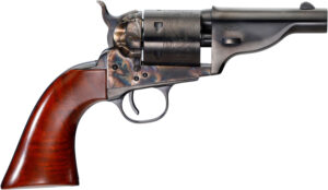 Taylors & Company 550958 Uberti Hickok Open-Top 38 Special 6 Shot 3.50" Blued Barrel, Blued Engraved Cylinder, Color Case Hardened Steel Frame, Walnut Army Grip, Hammer Bar Safety, Exposed Hammer