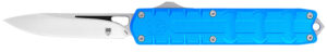 CobraTec Knives CTEBLUM390DNS Enforcer 3.25" OTF Drop Point Plain M390 Steel Blade/Blue Aluminum Handle