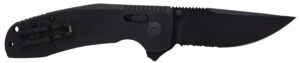 S.O.G SOG12380341 SOG-TAC XR 3.39" Folding Clip Point Part Serrated Black TiNi Cryo D2 Steel Blade Blackout G10 Handle Includes Pocket Clip