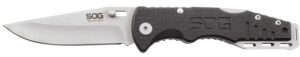 S.O.G SOGFF1001C Salute Mini 3.10" Folding Clip Point Plain Bead Blasted 8Cr13MoV SS Blade Black G10 Handle Includes Pocket Clip