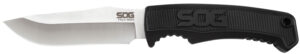 S.O.G SOGFK1001CP Field 4" Fixed Clip Point Plain Satin 7Cr17MoV SS Blade Black TPR Handle Includes Sheath