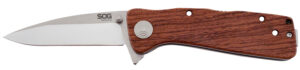 S.O.G SOGTWI17CP Twitch II 2.65" Folding Drop Point Plain Satin AUS-8A SS Blade Brown Rosewood Handle Includes Pocket Clip