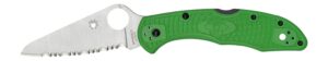 Spyderco Salt 2 3" Folding Clip Point Serrated H1 Steel Blade Green Bi-Directional Texturing FRN Handle Includes Pocket Clip