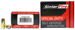SinterFire Inc SF38075SD Special Duty (SD)  380ACP 75gr Lead Free Frangible Hollow Point 20 Per Box/10 Case