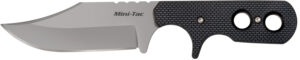 Cold Steel CS-49HCF Mini Tac 3.63" Fixed Bowie Plain Stone Washed 8Cr13MoV SS Blade/ Black Griv-Ex Handle Includes Bead Chain Lanyard/Sheath