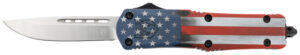 CobraTec Knives MCUSAFS3DNS FS-3 American Flag Medium 3" OTF Drop Point Plain Satin D2 Steel Blade, 5" US Flag Aluminum Cerakoted Handle