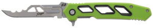Schrade 1197645 Isolate Enrage 7 2.60" Folding Scalpel Plain Satin 420A Steel Blade, 4.25" Green Non-Slip Carbon Fiber Handle, Includes Blade Removal Tool/Case/Sheath/