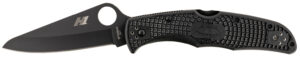 Spyderco C91PBBK2 Pacific Salt 2 3.78" Folding Drop Point Plain Black H2 Steel Blade/ Black Textured FRN Handle