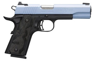 Browning 051989492 1911-380 Black Label Full Size Frame 380 ACP 8+1, 4.25" Matte Stainless Steel Barrel, Polar Blue Cerakote Serrated Aluminum Slide, Matte Black Polymer Frame w/Beavertail
