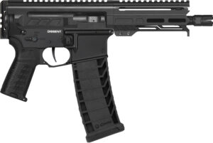 CMMG 94A6867AB Dissent MK4 9mm Luger 33+1 6.50", Black, Picatinny Brace Adapter, 5.50" M-LOK Handguard, Left Side Charging Handle, Zeroed Linear Comp, Zeroed Drop-In Single Stage Trigger