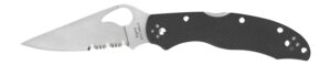Spyderco BY01GPS2 Harrier 2 3.39" Folding Drop Point Part Serrated Stonewashed 8Cr13MoV SS Blade, Black Textured G10 Handle, Includes Pocket Clip