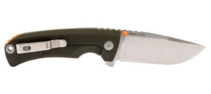 S.O.G SOG14060143 Tellus FLK 3.65" Folding Clip Point Plain Stonewashed Cryo 440C SS Blade/ Olive Drab Textured GRN Handle