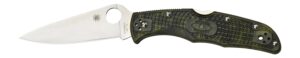 Spyderco C10ZFPGR Endura 4 Lightweight 3.80" Folding Plain Satin VG-10 SS Blade/Zome Green Bi-Directional Texturing FRN Handle Includes Pocket Clip