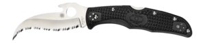 Spyderco C12SBK2W Matriarch 2 3.57" Folding Reverse S Serrated Satin VG-10 SS Blade/Black Bi-Directional Texturing FRN Handle Includes Pocket Clip