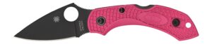 Spyderco C28FPPNS30VBK2 Dragonfly 2 2.30" Folding Plain Black TiCN CPM S30V SS Blade/Pink Textured w/Black Accents FRN Handle Includes Pocket Clip