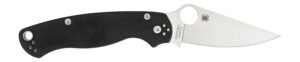 Spyderco C81GPLE2 Para Military 2 3.42" Folding Plain Satin CPM S45VN SS Blade Black Textured G10 Handle Left Hand Includes Pocket Clip