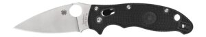 Spyderco C101PBK2 Manix 2 Lightweight 3.37" Folding Plain Satin CTS BD1 SS Blade/Black Bi-Directional Texturing FRCP Handle Includes Pocket Clip