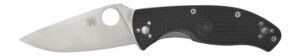 Spyderco C122PBK Tenacious Lightweight 3.39" Folding Plain Satin 8Cr13MoV SS Blade/Black Bi-Directional Texturing FRN Handle Includes Pocket Clip