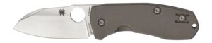 Spyderco C158TIP2 Techno 2 2.52" Folding Sheepsfoot Plain CTS XHP Steel Blade/Matte Stonewashed Titanium Handle Includes Pocket Clip