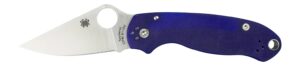 Spyderco C223GPDBL Para 3 2.95" Folding Plain Satin CPM S110V Blade/Dark Blue Textured G10 Handle Includes Pocket Clip