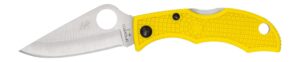 Spyderco LYLP3 Ladybug 3 Salt 1.94" Folding Plain Stonewashed H2 Steel Blade/Marine Yellow Bi-Directional Texturing FRN Handle