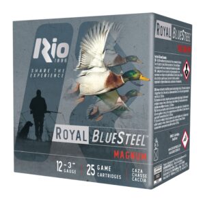 Rio Ammunition RBSM323 Royal BlueSteel 12Gauge 3" 1 1/8oz 3Shot 25 Per Box/10 Case