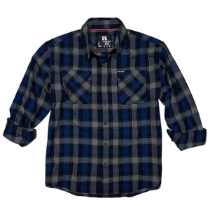 Hornady Gear 32206 Flannel Shirt 3XL Navy/Black/Gray, Cotton/Polyester, Relaxed Fit Button Up
