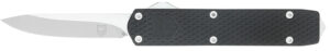 CobraTec Knives MNBLKMGEN2DNS Mini Mamba Gen II 2.25" OTF Plain Stonewashed D2 Steel Blade, 3.38" Black Textured Anodized Aluminum Handle