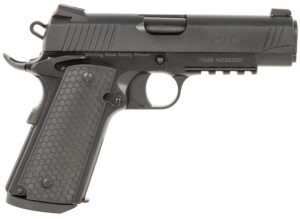 Girsan 392070 MC1911 C Untouchable Compact Frame 45 ACP 8+1 4.40" Black Steel Barrel, Black Serrated Steel Slide & Frame w/Beavertail & Picatinny Rail, Black Polymer Grip