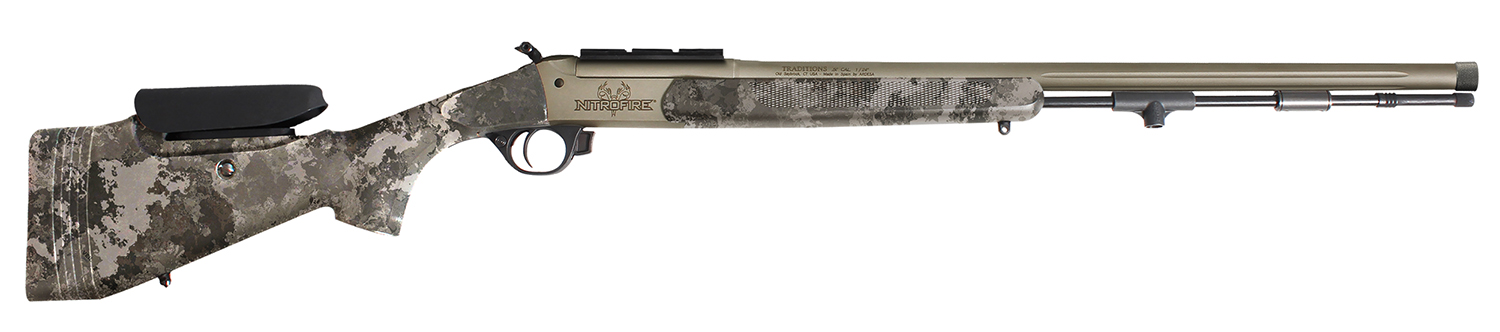 Traditions CR846604534B NitroFire Pro 50 Cal 209 Primer Tungsten Cerakote 26" Fluted/Threaded w/VAPR twist Barrel, Drilled & Tapped Receiver, Veil Alpine Adj Cheek Piece & LOP Synthetic Stock