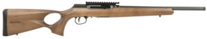 Savage Arms 47247 A Series Timber 22 LR 10+1 18" Black Threaded Barrel, Black Picatinny Rail Steel Receiver, Woodgrain Fixed Thumbhole Stock