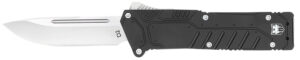 CobraTec Knives BLKSFDNS Special Forces 3.25" OTF Drop Point Plain Satin D2 Steel Blade, 4.75" Black Textured Anodized Aluminum Handle