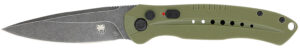 CobraTec Knives ODGDIABLOAUTO Diablo 3.50" Folding Black Stonewashed D2 Steel Blade, 4.75" OD Green Textured G10 Scales Handle