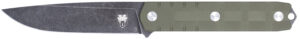 CobraTec Knives CTOWODGDNS Outdoor Warrior 4.50" Fixed Drop Point Plain Stonewashed D2 Steel Blade, 4.75" OD Green Textured G10 Scales Handle