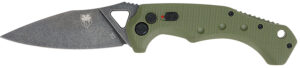CobraTec Knives ODGAFRYK Ryker 3.75" Folding Plain Black Stonewashed D2 Steel Blade, 5" OD Green Textured G10 Handle